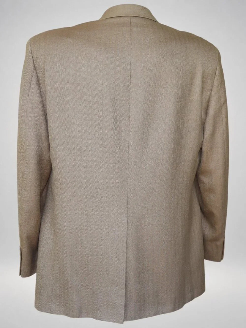 Vintage Chaps 100% Silk Camel Herringbone Blazer Sport Coat 44L